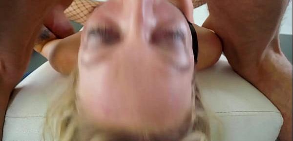  Throated - Blonde Cutie Gets A Rough Face Fuck